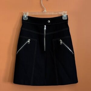 Karen Millen Black Mini Skirt with Zipper Accents